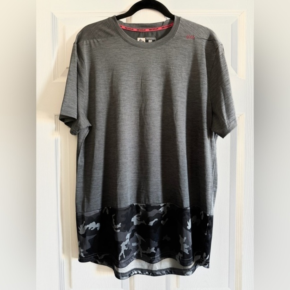 RBX Men's Gray and Black Camouflage Tee